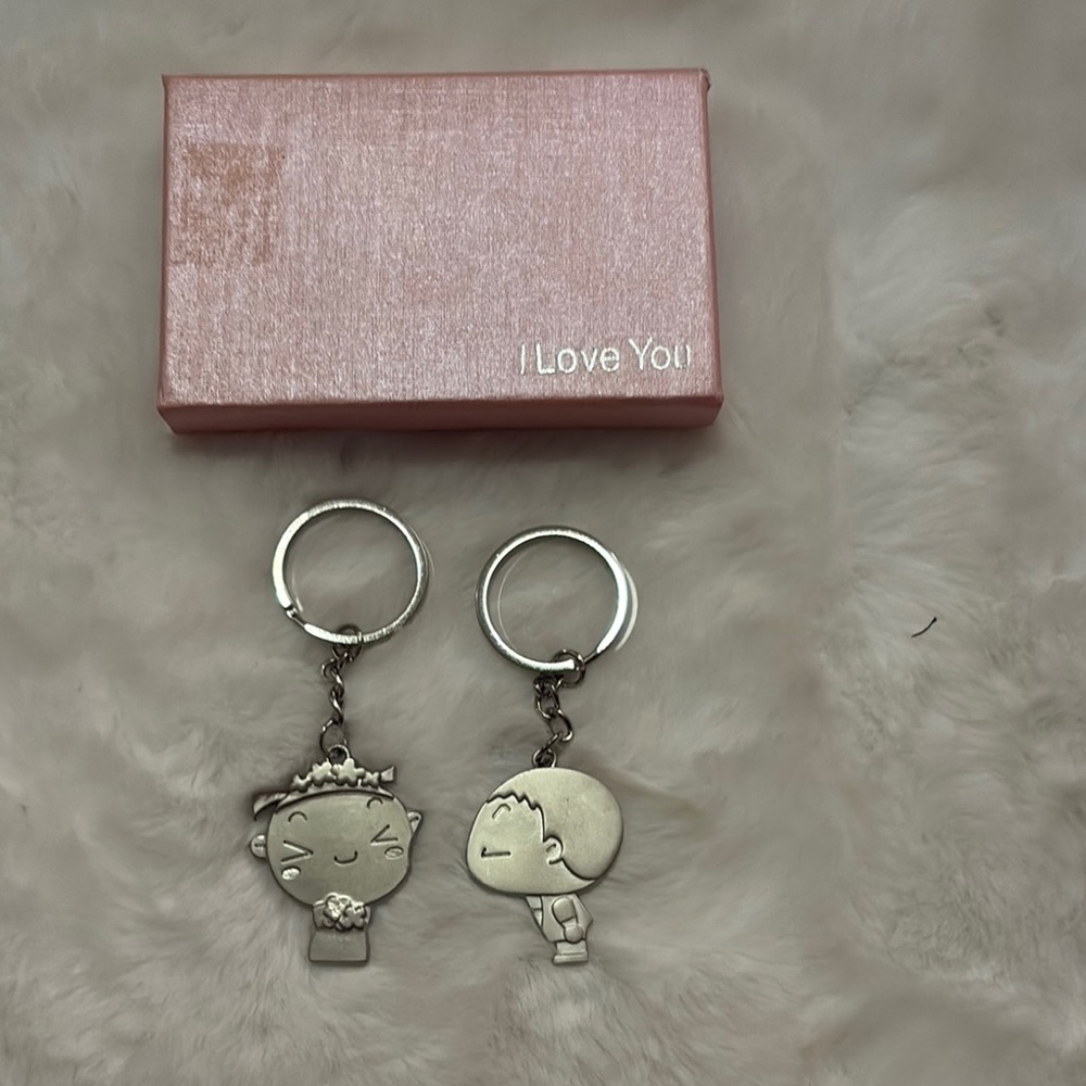 Cute Silver Couple Keychains